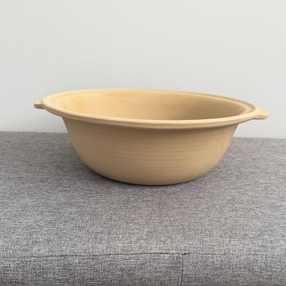 The Pampered Chef Vintage Stoneware Large Deep Dish Baking Bowl Handles 12.5” W
